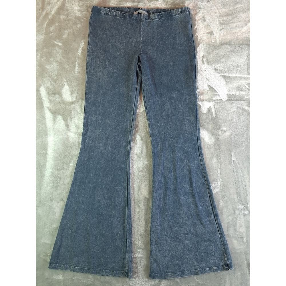 Chatoyant Women Medium Bell Bottom Flare Pants Blue Mineral Wash Stretch C-30190